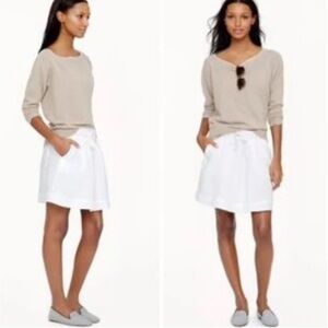 J.Crew Women's White Elastic Waist Lined Cotton Linen Blend Mini Skirt Size 0